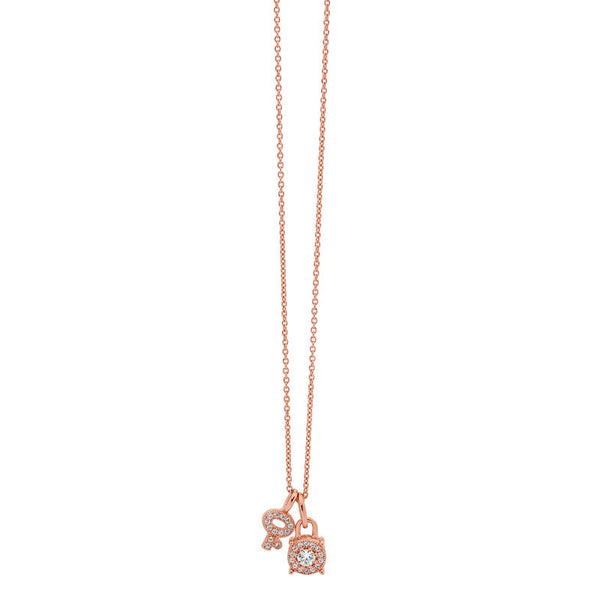 GEORGINI ROUND LOCK & KEY ROSE GOLD PENDANT