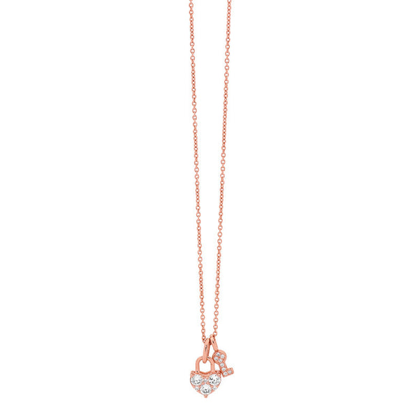 GEORGINI HEART LOCK & KEY ROSE GOLD PENDANT