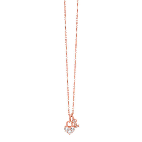 GEORGINI HEART LOCK & KEY ROSE GOLD PENDANT