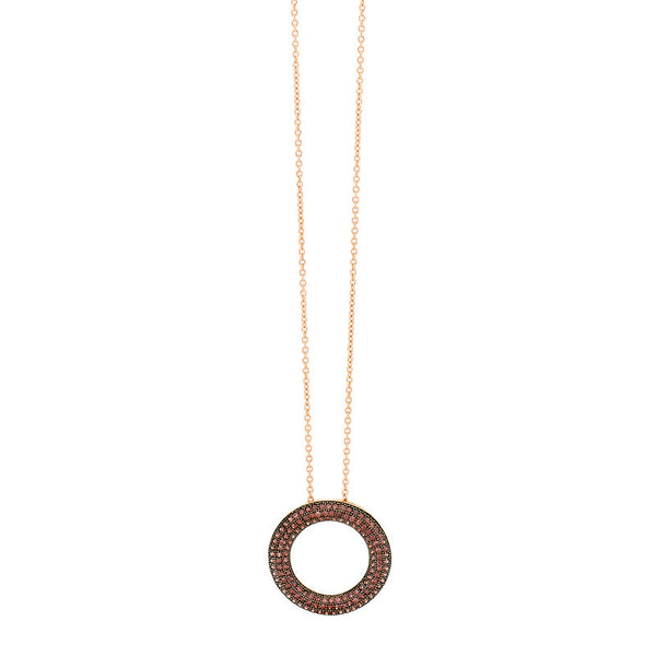 GEORGINI BROWN CZ OPEN CIRCLE ROSE GOLD PENDANT