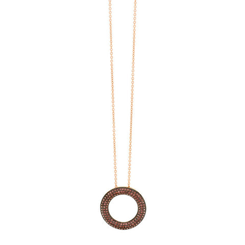 GEORGINI BROWN CZ OPEN CIRCLE ROSE GOLD PENDANT