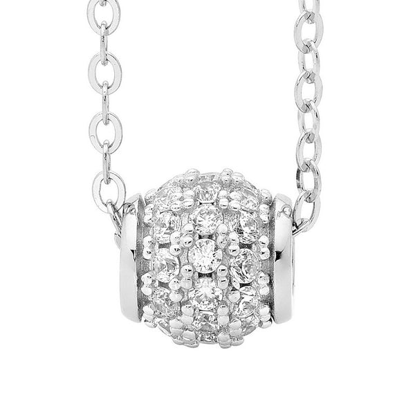 PAVE BALL SLIDER PENDANT SILVER