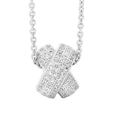 PAVE CROSSOVER PENDANT SILVER