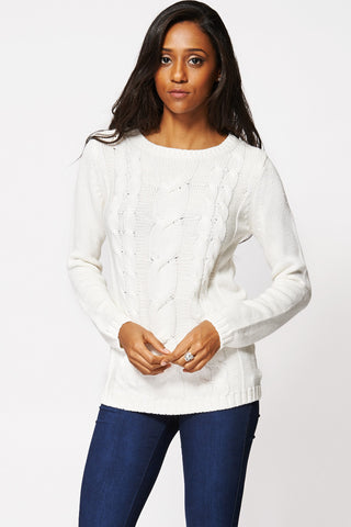 Cream Cable Soft Knit Jumper Ex-Branded -Cream-XXL