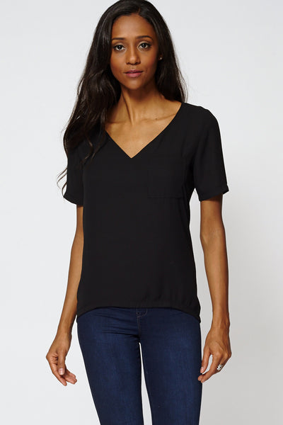 Black Zip Up Back Hi Low Sheer Top Ex-Branded-Black-12