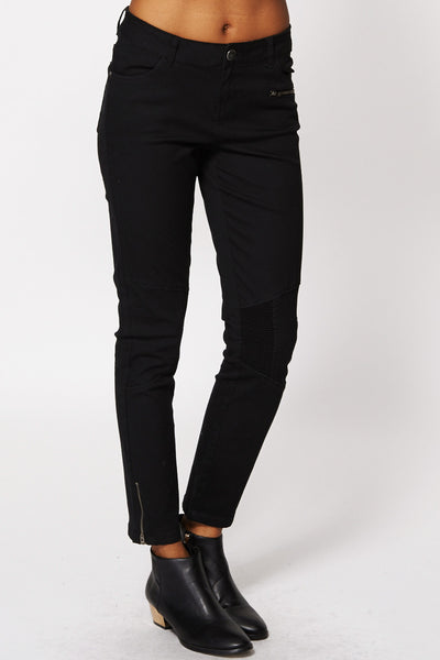 Black Zip Ankle Biker Jeans Ex-Branded-Black-18