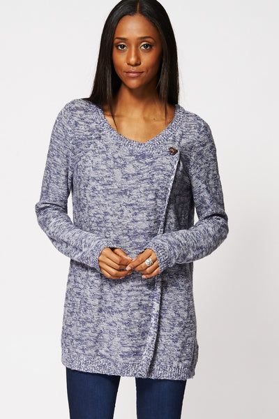 Burnout Crossover Fine Knit Cardigan Ex-Branded-Blue -20/22