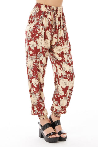 Burgundy Harem Trousers-Burgundy-One Size - UK (8-14)