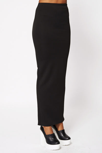 Black Scuba Maxi Skirt-Black-UK 18 - EU 46