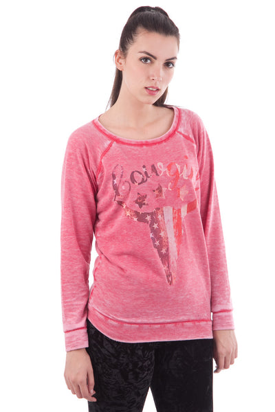 Pink Stonewash Long Sleeve Jumper-Pink-UK 12 - EU 40
