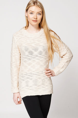 Burnout Wave Neckline Knitted Jumper Ex-Branded-Grey-XL