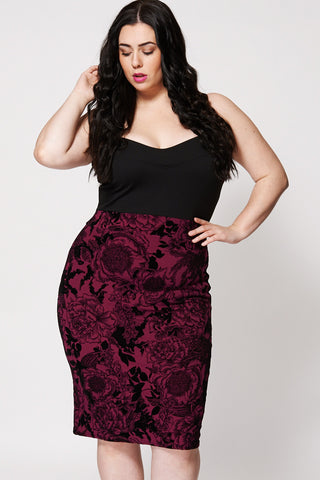 Sweetheart Neck Floral High Waisted Bodycon Dress -Purple-24