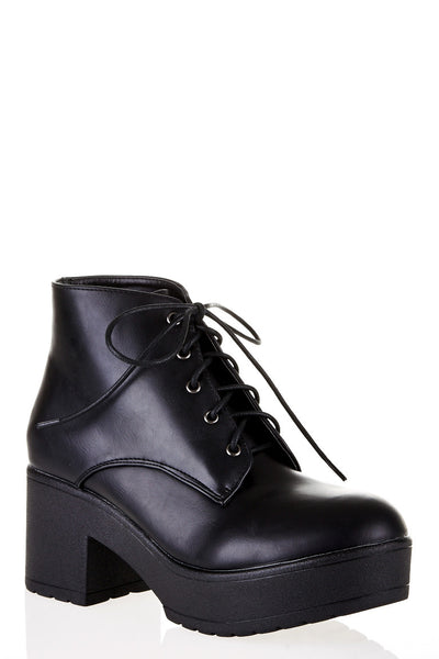 Cleated Lace-Up Ankle Boot-Black-UK 7 - EU 40
