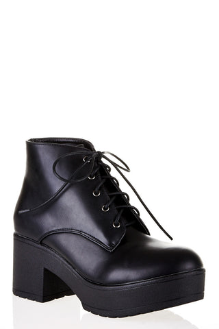 Cleated Lace-Up Ankle Boot-Black-UK 7 - EU 40