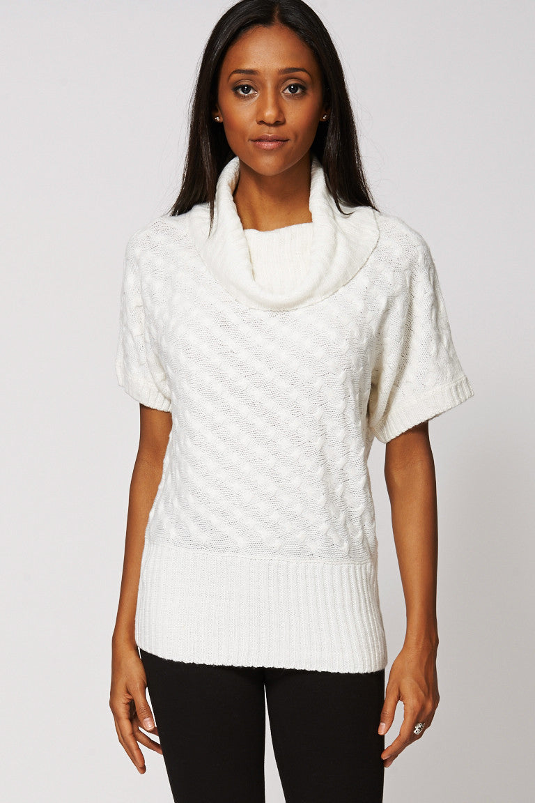 Cowl Neck Pattern Knitted Batwing Top Guru Test Store