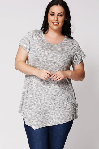 Basic Dipped T-shirt-Jade-UK 26/28 - EU 54/56