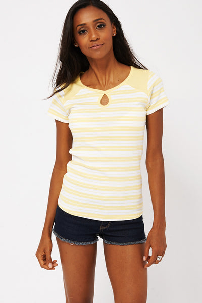 Yellow Striped T-shirt -Yellow-UK 14 - EU 42