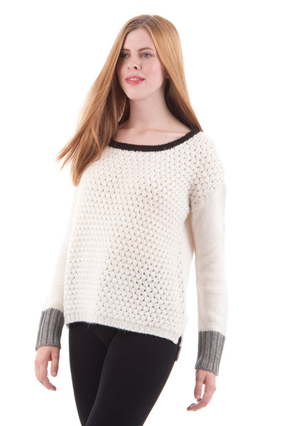 Long Sleeve Chunky Knit Jumper-Burgundy-Small - UK (8-10)