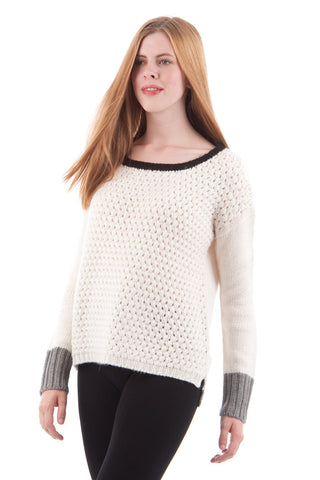 Long Sleeve Chunky Knit Jumper-Burgundy-Small - UK (8-10)