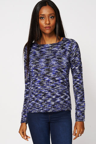 Cosy Soft Knit Scoop Neck Sweater-Multi-Medium - UK (10-12)