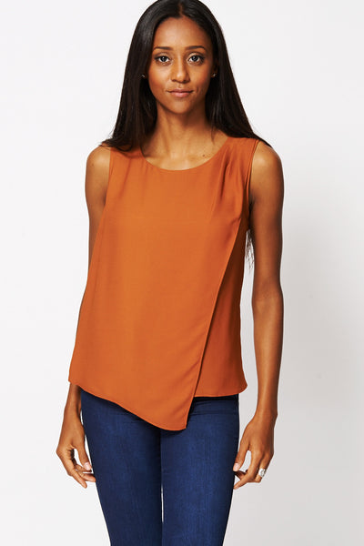 Cross Over Detail Top Ex-Branded Available in Plus Sizes-Camel-UK 14 - EU 42