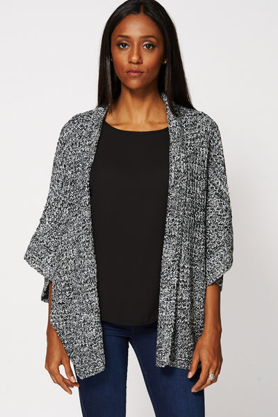 Slouchy Open Front Knitted Cardigan-Grey-Medium - UK (10-12)