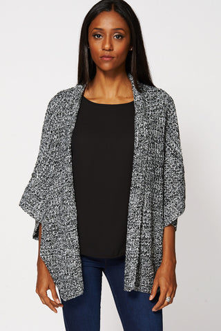 Slouchy Open Front Knitted Cardigan-Grey-Medium - UK (10-12)