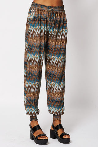 Harem Zig Zag Print Trousers -Multi-XL/XXL - UK (12-14)