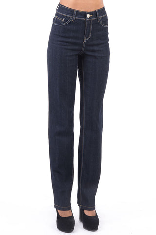 Stretchy Straight Long Leg Jeans AVAILABLE IN PLUS SIZES-Dark Blue-UK 8 - EU 36