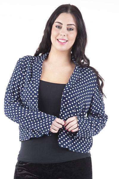Navy and White Spotted Blazer-Navy-UK 22 - EU 50
