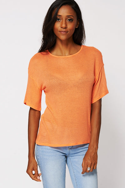 Orange Ribbed Top Ex-Branded-Orange-UK 16 - EU 44