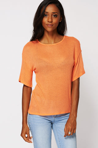Orange Ribbed Top Ex-Branded-Orange-UK 16 - EU 44
