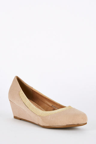 Large Size Faux Suede Wedge Shoes-Beige-UK 10 - EU 43