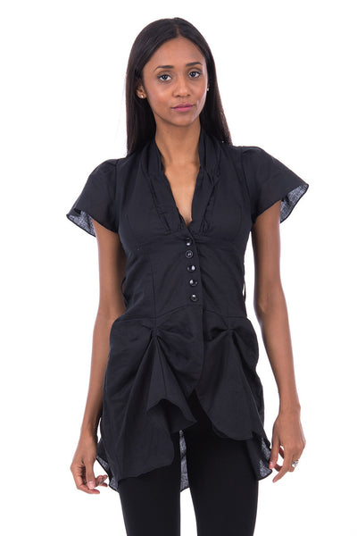 Smart Black Shirt Dress-Black-Small - UK (8-10)