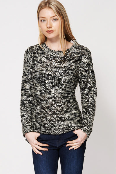 Two Tone Loose Knit Jumper Ex-Branded-Black-L