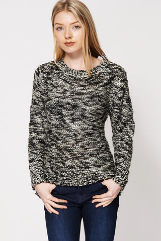 Two Tone Loose Knit Jumper Ex-Branded-Black-L
