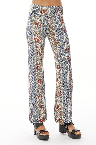 Stretchy Summer Flared Trousers-Multi-XLarge - UK (12-14)