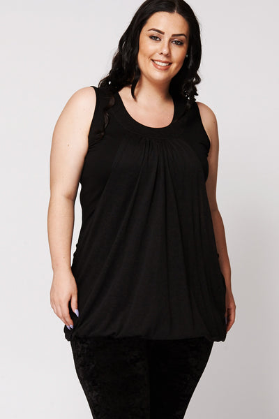 Layered Sleeveless Top-Black-UK 22/24 - EU 50/52
