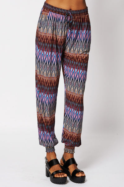 Zig Zag Print Harem Trousers -Multi-XL/XXL - UK (12-14)