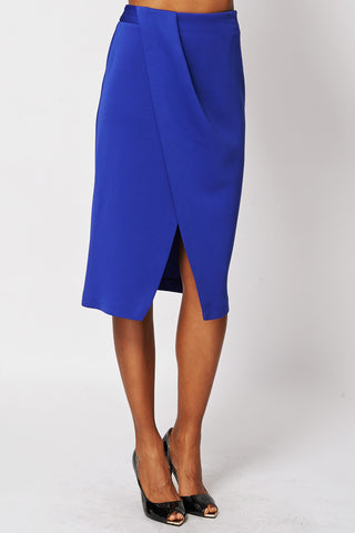 Crossover Detail Scuba Skirt-Blue -UK 10 - EU 38