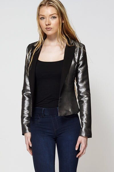 Silver Sparkly Open Jacket-Silver-M