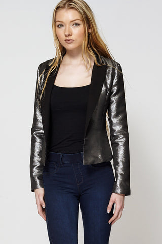 Silver Sparkly Open Jacket-Silver-M
