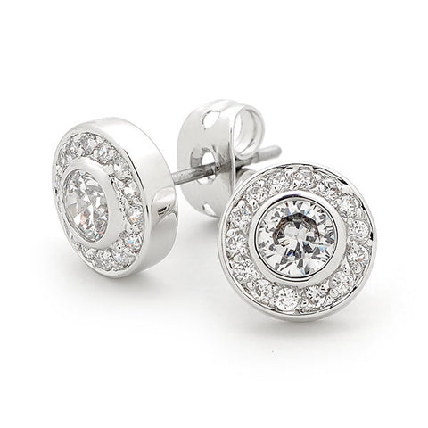 GEORGINI WHITE CZ ROUND EARRINGS IE374