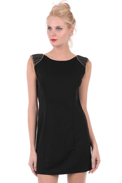 Sleeveless Bodycon Dress With Embellished Shoulders
