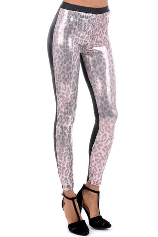 Silver Snakeskin Sequin Leggings