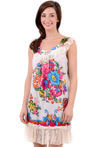 Floral Tunic With Lace Detail