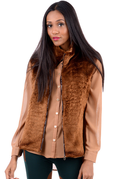 Faux Fur Zipped Gilet