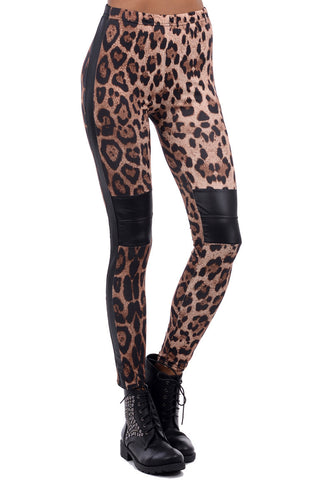 Leopard Print Leggings with Knee Detail