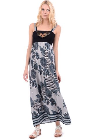 Floral Print Maxi Dress With Elasticated Bust