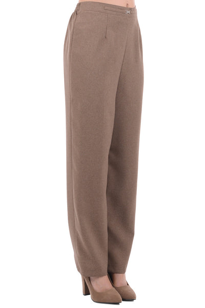 Smart Brown Trousers With Elasticated Waist-Brown-UK 12 - EU 40